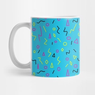 1980s Memphis Style Bright Blue Pink Yellow Geometric Pattern Mug